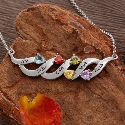 Personalisierte Namen Graviert und Geburtsstein Halsketten für Muttertag Geschenk