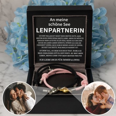 Personalisierte Rope Memorial Foto Projektion Armband mit Bild im Inneren Valentinstag Geschenke für Paare