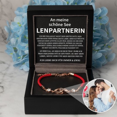 Personalisierte Rope Memorial Foto Projektion Armband mit Bild im Inneren Valentinstag Geschenke für Paare