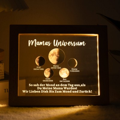 Individuelle Mondphase Lampe mit Namen des Kindes für Muttertag Familie Geschenk