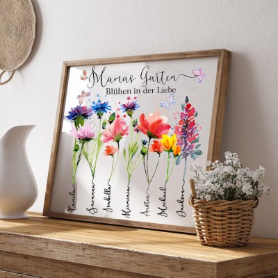 Benutzerdefinierte Mama's Garden Geburt Blume Rahmen für Oma Familie Weihnachtsgeschenk