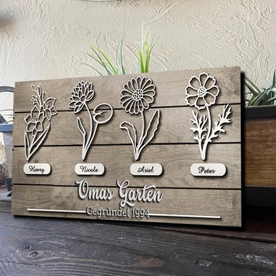Benutzerdefinierte Großmutters Garten Geburt Blume Holz Zeichen Home Art Decor für Oma Mom Weihnachtsgeschenk