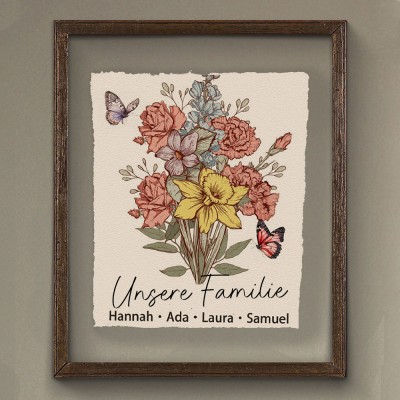 Personalisierte Geburt Monat Blumenstrauß Rahmen für Mama Oma Weihnachtsgeschenkideen