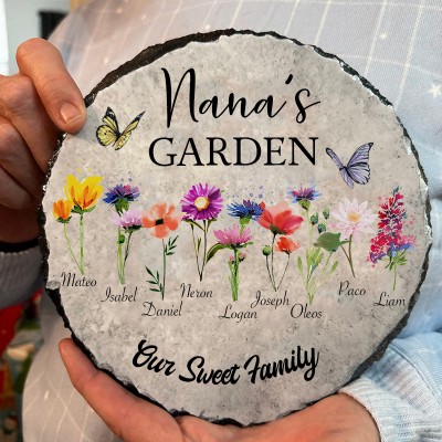 Benutzerdefinierte Omas Garten Geburt Blume Plaque für Mama Oma Weihnachtsgeschenkideen
