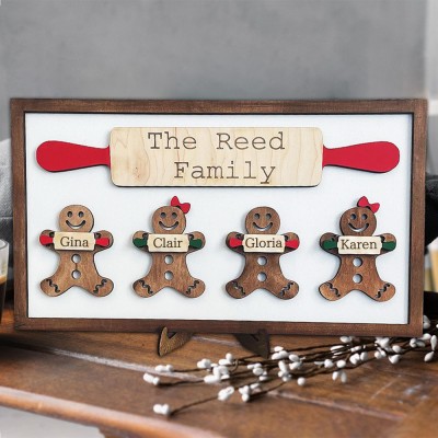 Personalisierte Weihnachten Lebkuchen Familie Holz Zeichen mit Kindernamen Geschenk