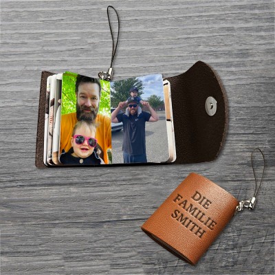 Personalisierte Mini Fotobuch Schlüsselanhänger für Familie Vatertag Geschenk