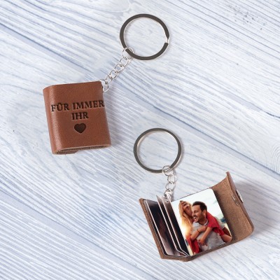 Personalisierte Leder Handmade Schlüsselanhänger mit Fotos für Valentinstag