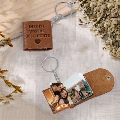 Personalisierte Fotobuch Schlüsselanhänger mit einzigartigem Foto für Valentinstag Geschenkideen