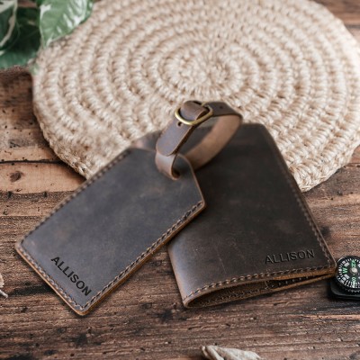 Personalisierte Leder-Gepäckanhänger mit eingraviertem Namen für Reisen Geschenk