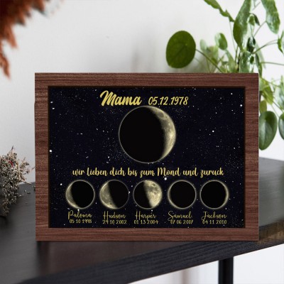 Personalisierte Mondphase Rahmen mit dem Namen des Kindes einzigartige Muttertag Familie Geschenkideen