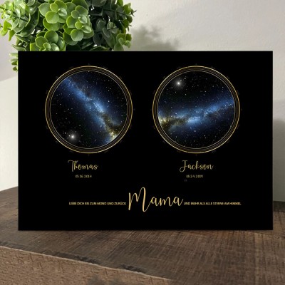 Personalisierte Sternkarte von Datum Nachthimmel Konstellation Holz Zeichen für Mama Oma Weihnachtsgeschenk