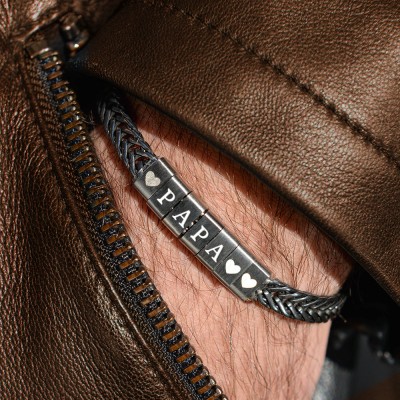 Personalisierte Herrenarmband mit Benutzerdefinierten Perlen Geschenk für Papa Ehemann Freund
