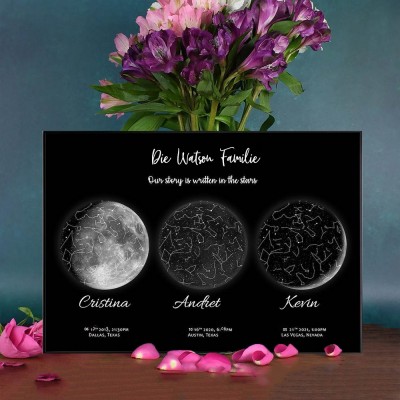 Personalisierte Sternkarte von Datum Nachthimmel Konstellation Holz Zeichen für Mama Oma Weihnachtsgeschenk