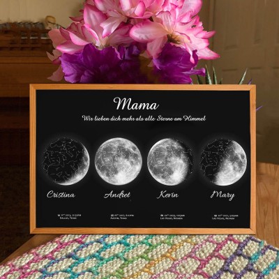 Personalisierte Sternkarte von Datum Nachthimmel Konstellation Holz Zeichen für Mama Oma Weihnachtsgeschenk