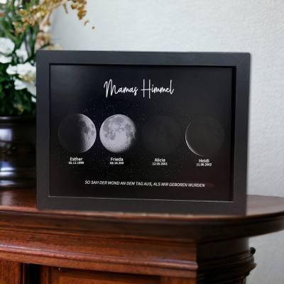 Benutzerdefinierte Mondphase Rahmen mit dem Namen des Kindes für MAMA/OMA Muttertag Geschenk