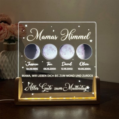 Individuelles Mama Mondphase Nachtlicht von Datum für Muttertag Geschenk