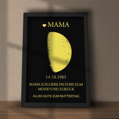 Benutzerdefinierte Mondphase Kunstrahmen für Mama Oma Muttertag Geschenk