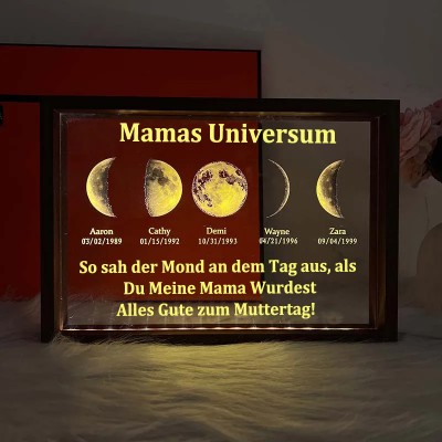 Individuelle Mondphase Lampe mit Namen des Kindes für Muttertag Familie Geschenk