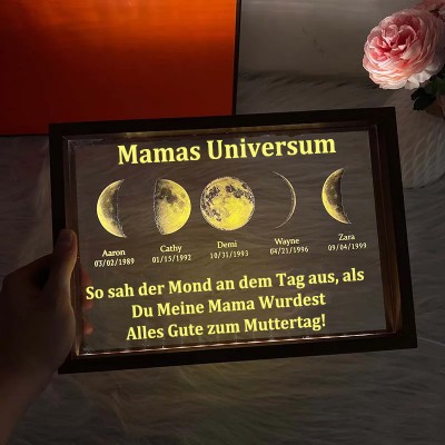 Individuelle Mondphase Lampe mit Namen des Kindes für Muttertag Familie Geschenk