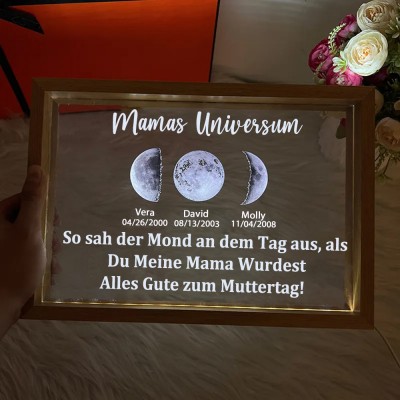 Individuelle Mondphase Lampe mit Namen des Kindes für Muttertag Familie Geschenk