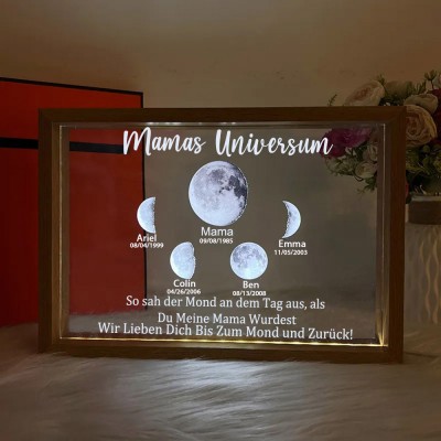 Individuelle Mondphase Lampe mit Namen des Kindes für Muttertag Familie Geschenk
