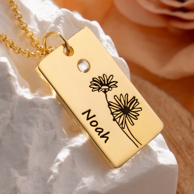 Personalisierte April Geburt Blume Halskette mit einzigartigen Geburtsstein für Geschenkideen