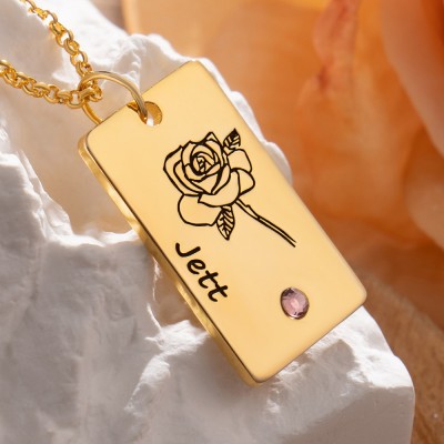Personalisierte Juni Zierliche Rose Halskette mit Benutzerdefinierten Namen für Geburtstag Geschenkideen