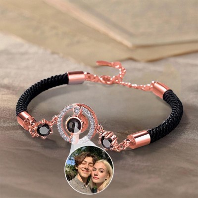 Personalisierte Seil Foto Projektion Armband mit Bild im Inneren Valentinstag Geschenke für Paare
