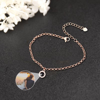 Personalisierte Foto Projektion Armband mit Bild im Inneren Valentinstag Geschenke für Paare