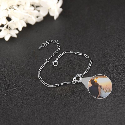 Benutzerdefinierte Foto Projektion Armband mit Herz geformt Perlen für Paar Valentinstag Geschenke