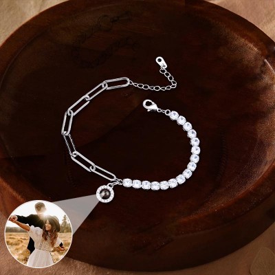 Personalisierte Foto Projektion Armband mit Bild im Inneren Valentinstag Geschenke für Paare