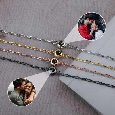 Personalisierte Projektion Armband mit Foto im Inneren für Paare Valentinstag Geschenke