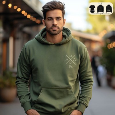 Personalisierte PAPA Hoodie mit Kindernamen Vatertag Geschenk neue Papa Geschenk