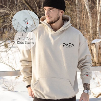 Personalisierte PAPA Hoodie mit Kindernamen Vatertag Geschenk neue Papa Geschenk