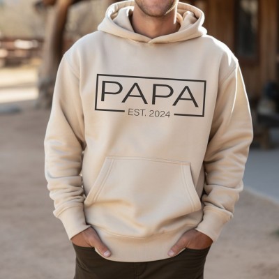 Personalisierte PAPA Hoodie mit Kindernamen Vatertag Geschenk neue Papa Geschenk