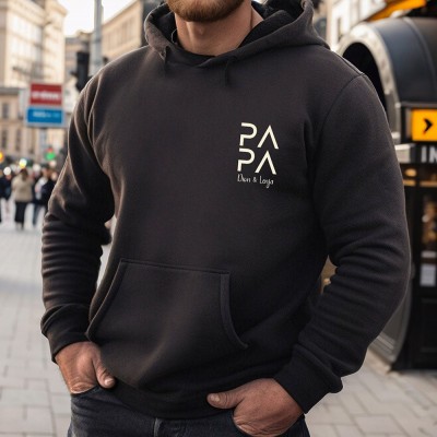 Personalisierte PAPA Hoodie mit Kindernamen Vatertag Geschenk neue Papa Geschenk