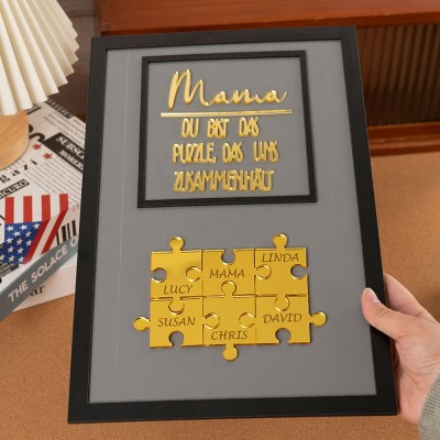 Benutzerdefinierte Mama Puzzle Zeichen mit Namen Stück Das Uns Zusammen für Muttertag Geschenk Hält