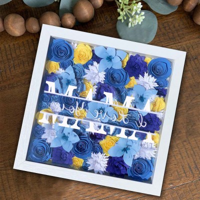 Benutzerdefinierte Mama Blume Schatten Box mit Kindernamen für Muttertag Geschenk