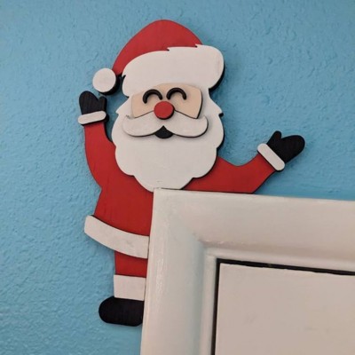 Weihnachten Santa Tür Ecke Holz Zeichen Urlaub Dekoration