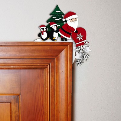 Weihnachten Santa Tür Ecke Holz Zeichen Urlaub Dekoration