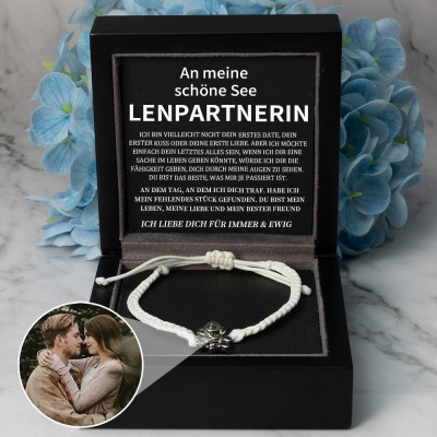 Personalisierte Rope Memorial Foto Projektion Armband mit Bild im Inneren Valentinstag Geschenke für Paare