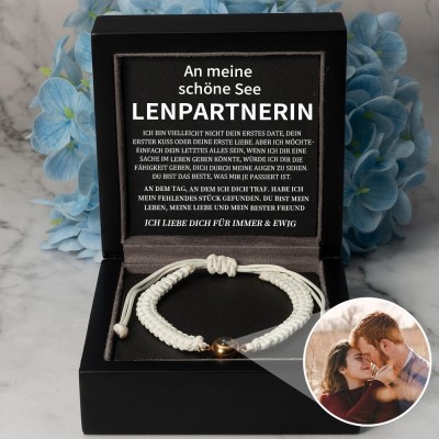 Personalisierte Rope Memorial Foto Projektion Armband mit Bild im Inneren Valentinstag Geschenke für Paare