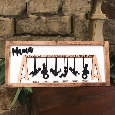 Benutzerdefinierte Familie Schaukel Set Zeichen Danke für die Höhen und Tiefen für Mama Oma Weihnachtsgeschenk