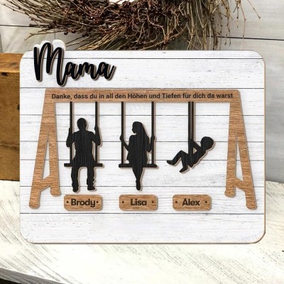 Benutzerdefinierte Familie Schaukel Set Zeichen Danke für die Höhen und Tiefen für Mama Oma Weihnachtsgeschenk