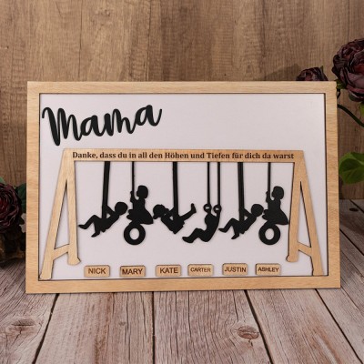 Benutzerdefinierte Familie Schaukel Set Zeichen Danke für die Höhen und Tiefen für Mama Oma Weihnachtsgeschenk