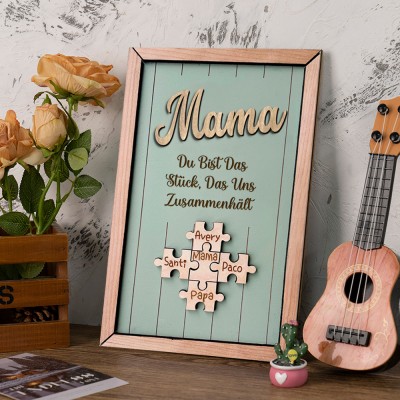 Personalisierte Mama Puzzle Zeichen Einzigartige Holz Zeichen für Muttertag Geschenk