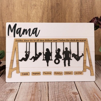 Benutzerdefinierte Familie Schaukel Set Zeichen Danke für die Höhen und Tiefen für Mama Oma Weihnachtsgeschenk