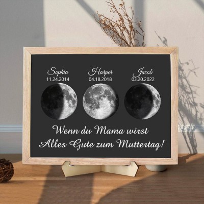 Personalisierte Wenn Sie eine Mama werden Mondphase Druckrahmen Geschenk für Muttertag