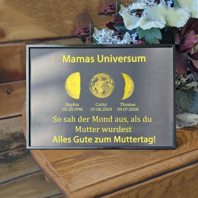 Benutzerdefinierte Mama's Universum Mondphase drucken Rahmen mit Kindernamen einzigartige Muttertag Geschenke