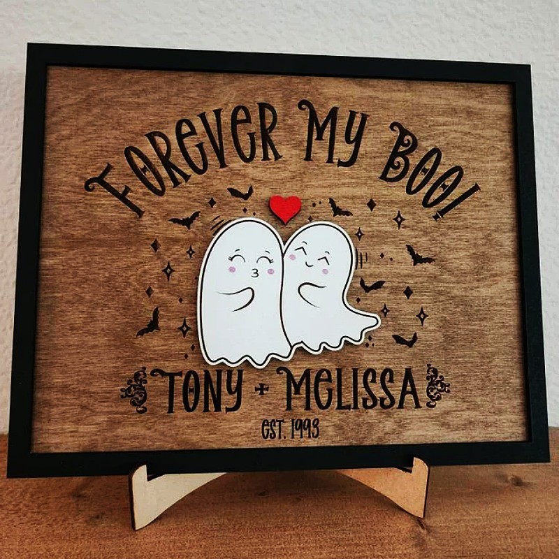 Panneau personnalisé Forever My Boo pour couple d'Halloween, décoration d'intérieur amusante et effrayante pour la saison effrayante